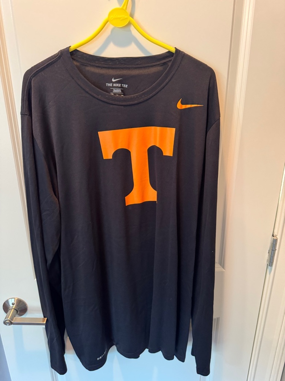 Nike Tennessee Vols Black Long Sleeve Dri Fit Tee with Orange 'T' Logo